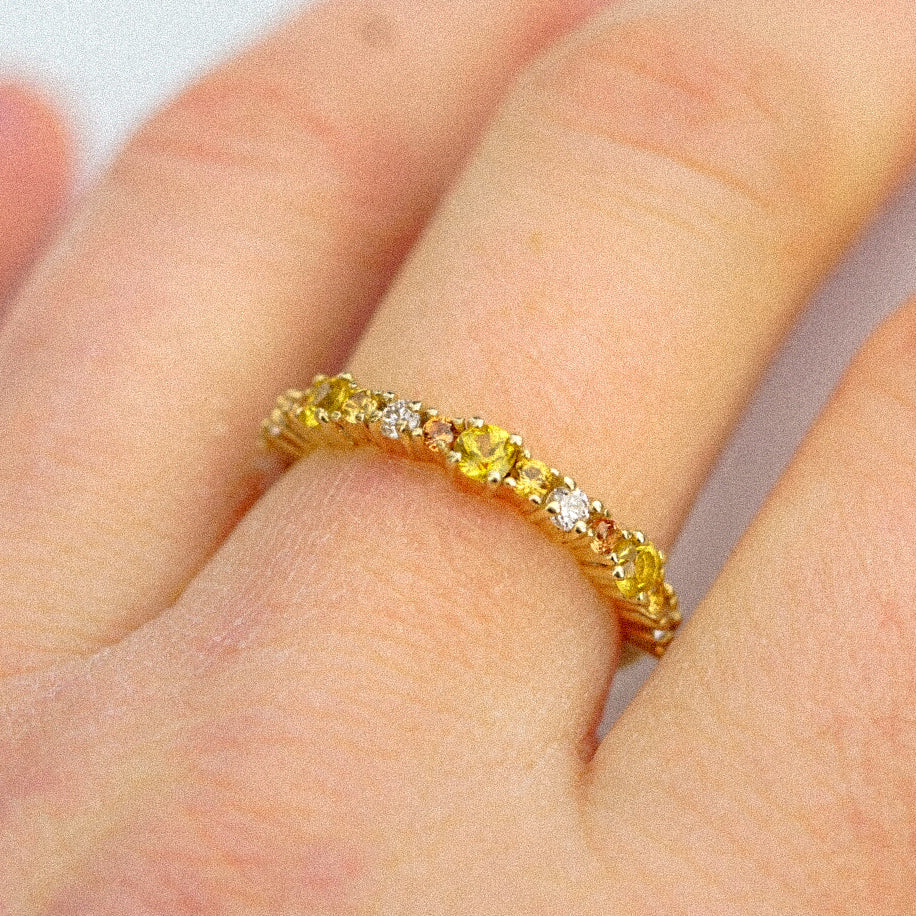 Golden Hour Sapphire & Diamond Stacking Ring | 9ct Gold