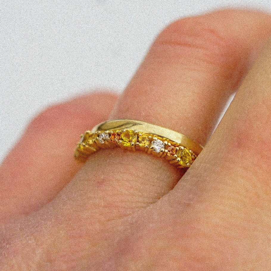 Golden Hour Sapphire & Diamond Stacking Ring | 9ct Gold